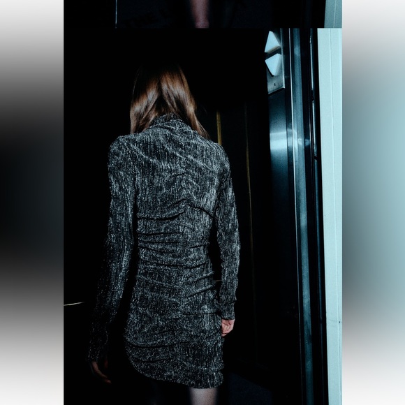 ZARA DRAPED DRESS WITH METALLIC THREAD - Picture 3 of 13